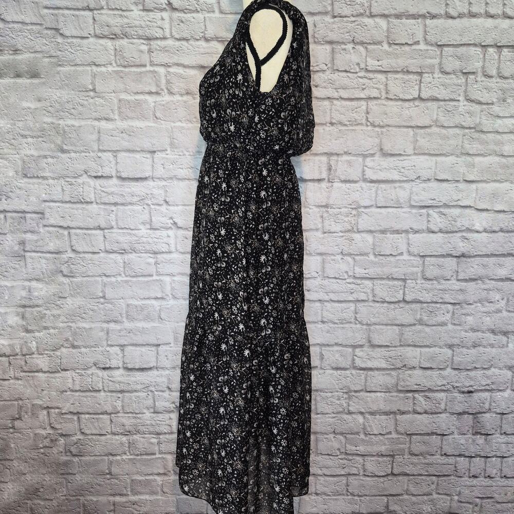 Le Ragazze Italy Silk Blend Floral Dress Smocked Blouson Tiered Chiffon Size L - Picture 7 of 10
